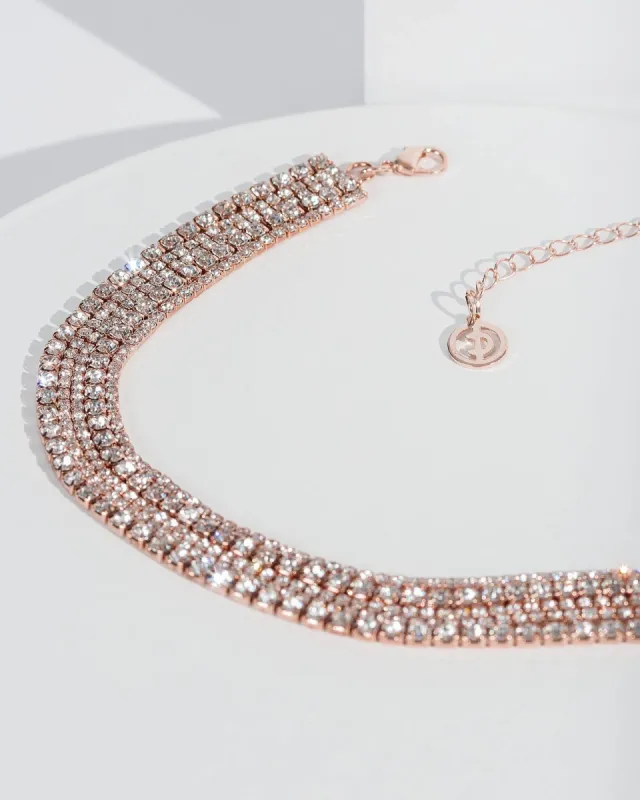 Rose Gold Crystal Choker Necklace sold by Collete Hayman