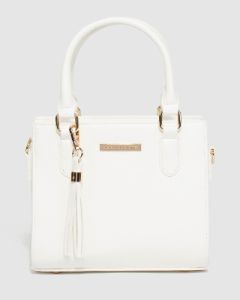 White Sia Mini Tassel Tote Bag sold by Collete Hayman