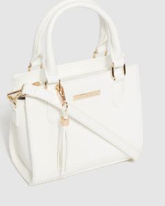 White Sia Mini Tassel Tote Bag sold by Collete Hayman