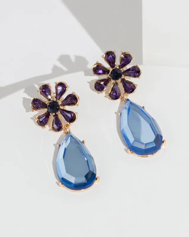 Purple Flower Teardrop Earrings sold by Collete Hayman