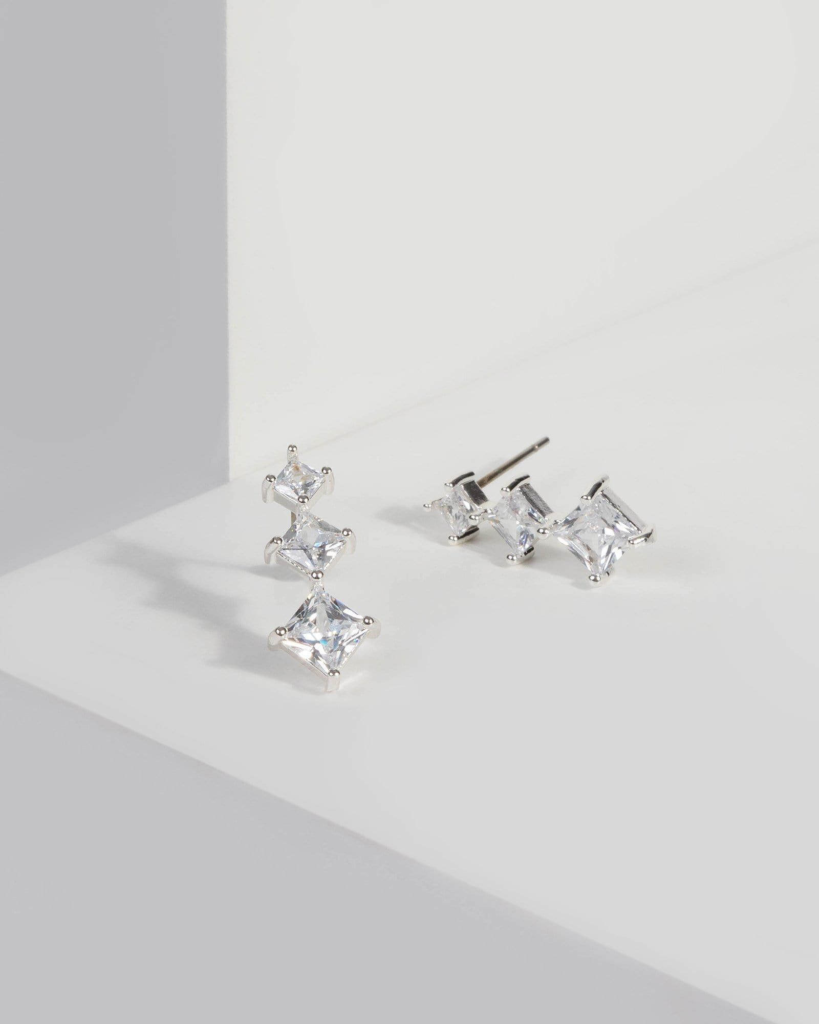 Silver Cubic Zirconia Gradual Drop Earrings sold by Collete Hayman