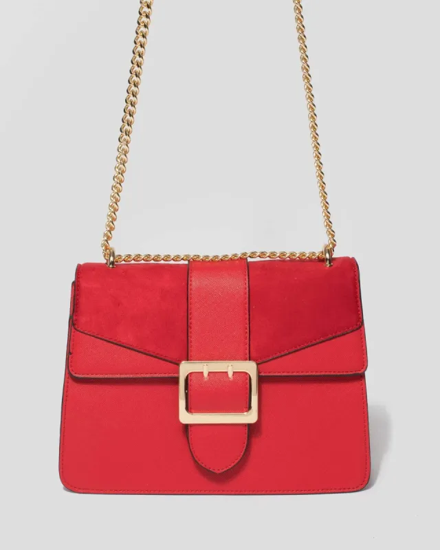 Red Buckle Crossbody Bag sold by Collete Hayman