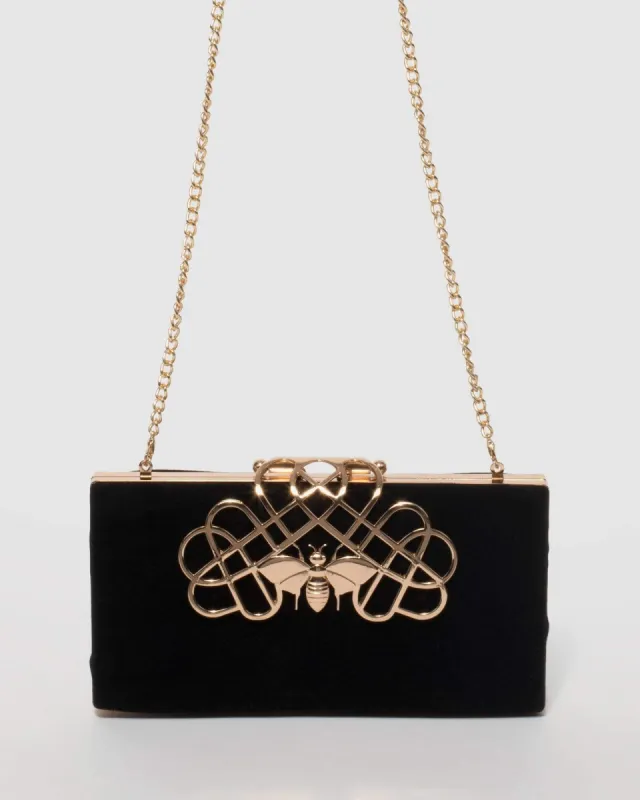 Black Vera Clip Clutch Bag sold by Collete Hayman