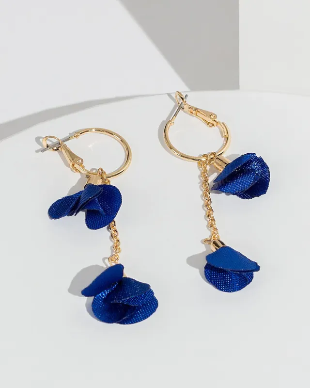 Blue Floral Hoop Earrings sold by Collete Hayman