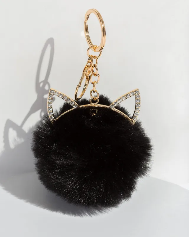Black Cat Ears Fluffy Keyring sold by Collete Hayman