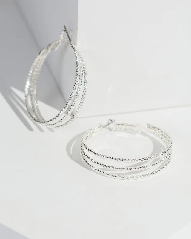 Silver Textured Fine Triple Hoop Earrings sold by Collete Hayman