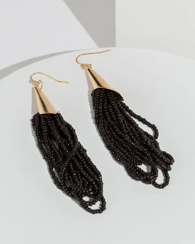 Black Beaded Hook Earrings sold by Collete Hayman