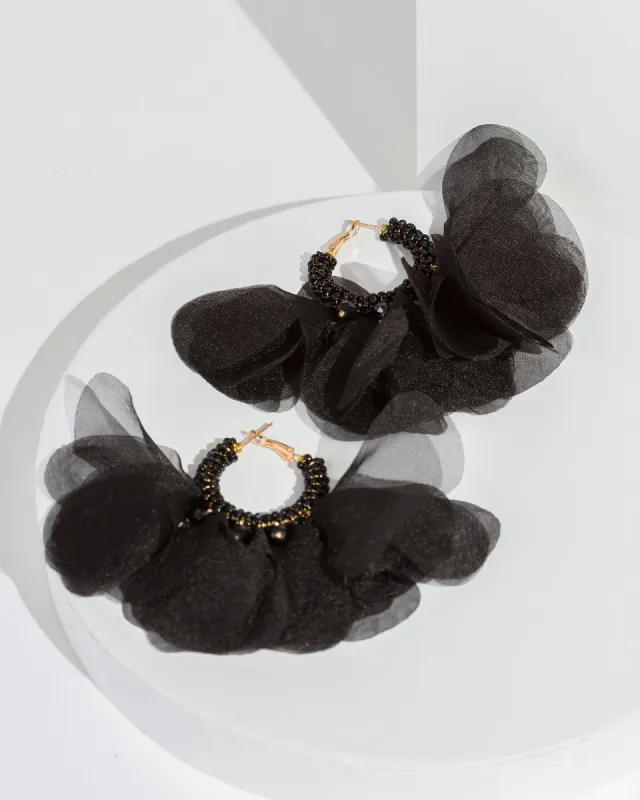 Black Floral Hoop Earrings sold by Collete Hayman