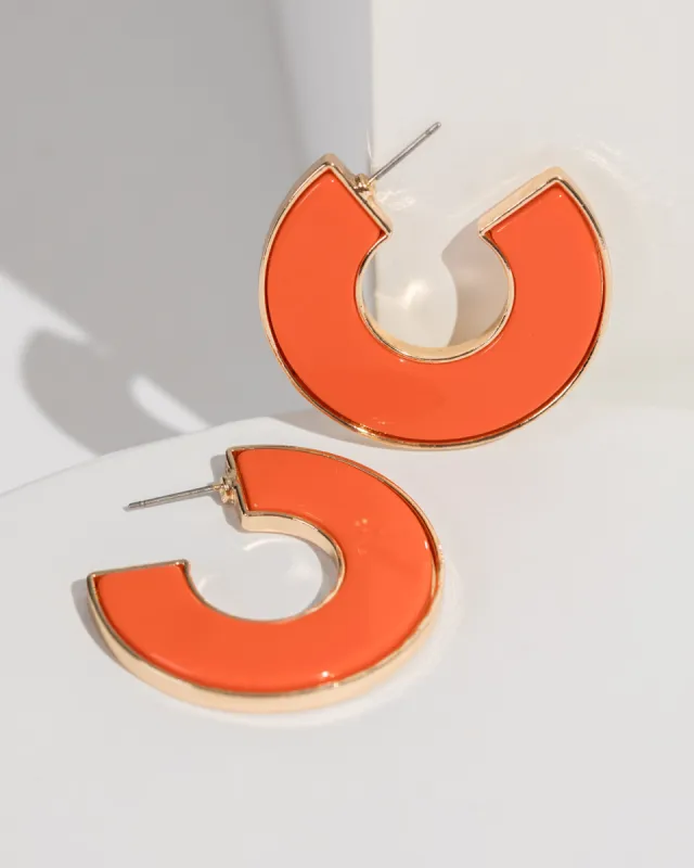 Orange Chunky Hoop Earrings sold by Collete Hayman