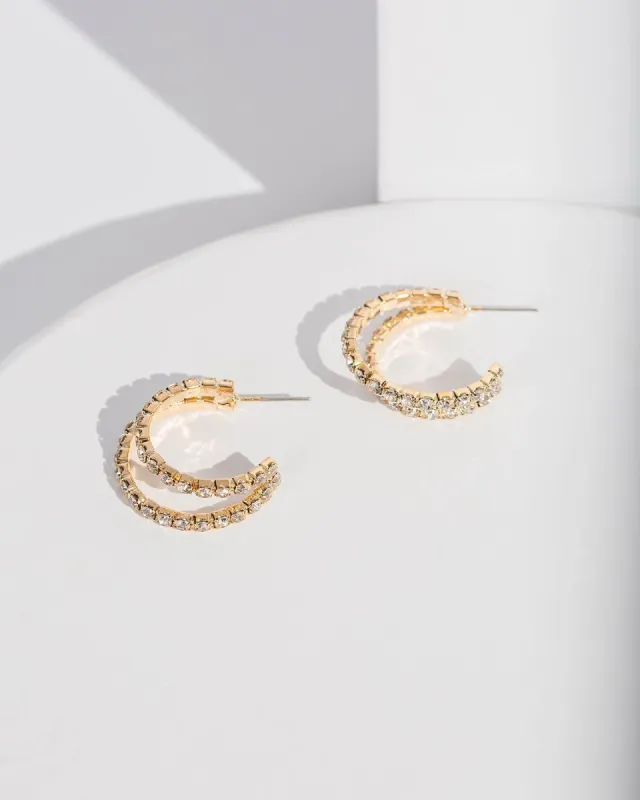 Gold Double Crystal Hoop Earrings sold by Collete Hayman