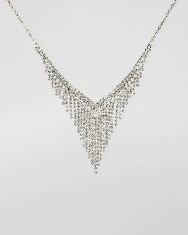 Crystal Chain Tassel Statement Necklace sold by Collete Hayman