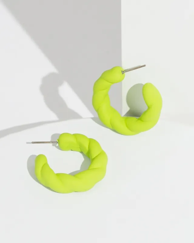 Green Coated Twist Hoop Earrings sold by Collete Hayman