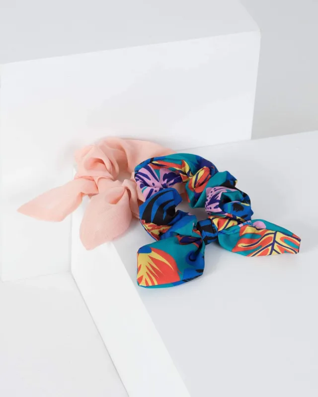 Multi Colour 2 Pack Printed Bow Scrunchies sold by Collete Hayman