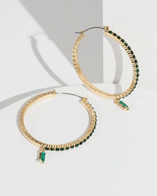 Green Crystal Hoop Earrings sold by Collete Hayman