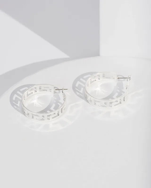 Silver Cut Out Detail Hoop Earrings sold by Collete Hayman