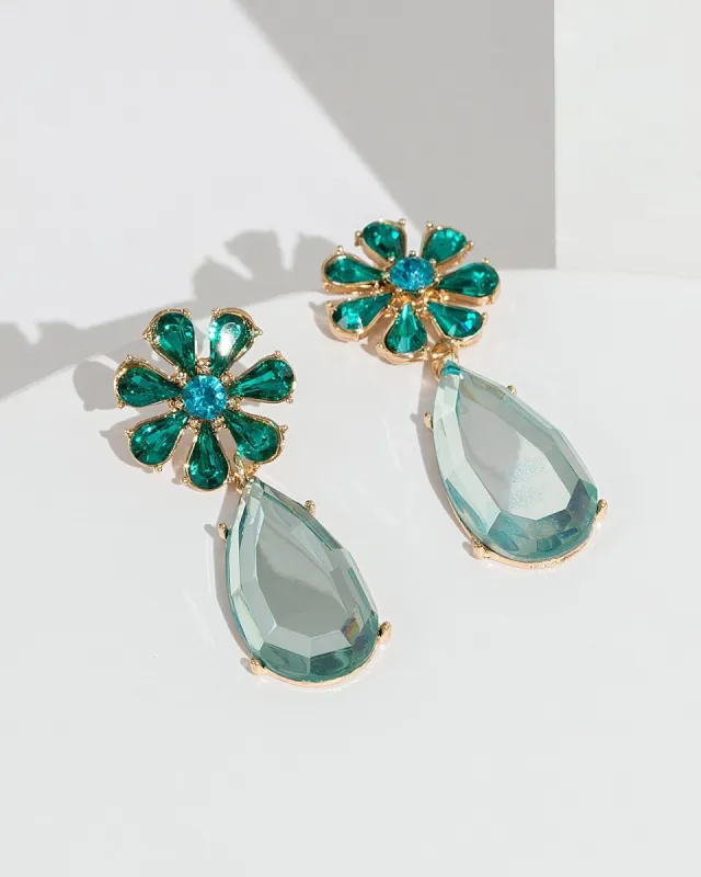 Green Flower Drop Earrings sold by Collete Hayman