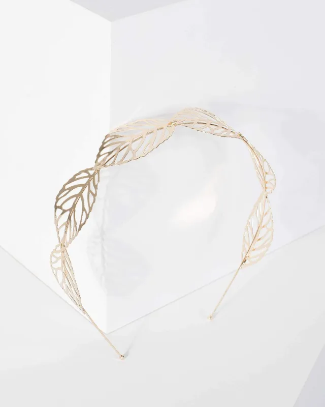 Gold Fine Metal Leaf Detail Headband sold by Collete Hayman