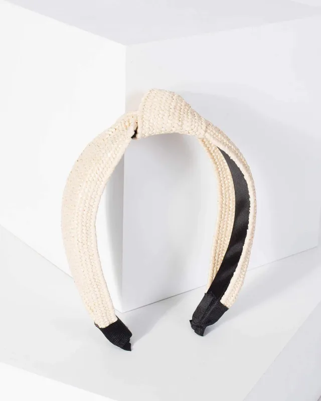 Nude Woven Knotted Detail Headband sold by Collete Hayman