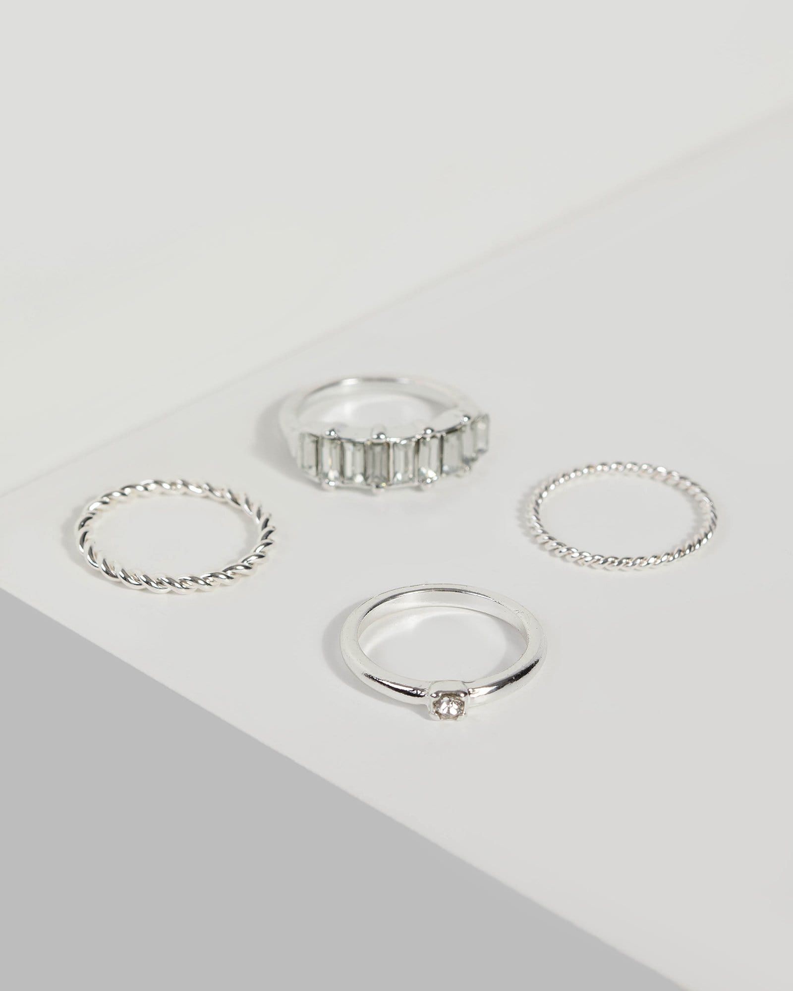 Silver Square Crystal Ring Set sold by Collete Hayman