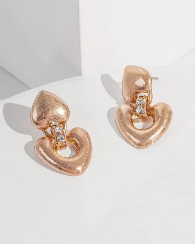 Rose Gold Brushed Metal Heart Earrings sold by Collete Hayman