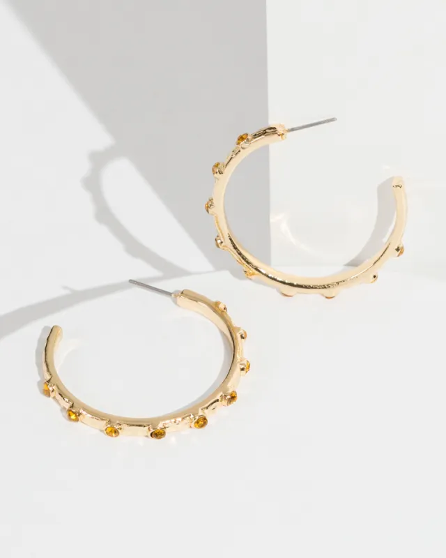 Brown Studded Hoop Earrings sold by Collete Hayman