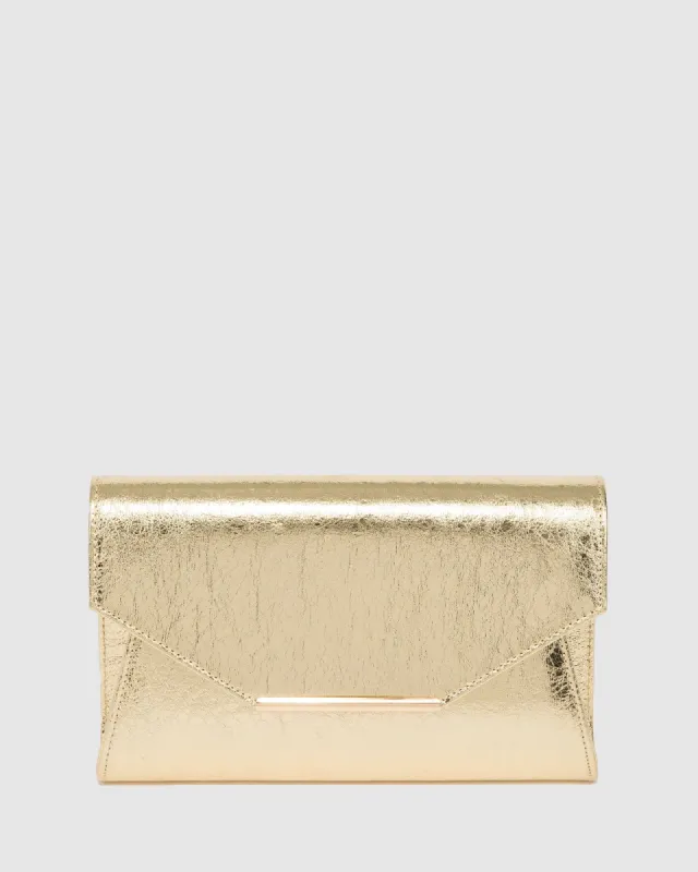 Gold Brianna Clutch Bag sold by Collete Hayman