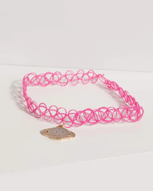 Pink Stretch Tattoo Choker sold by Collete Hayman