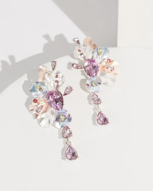 Purple Cluster Mixed Crystal Earrings sold by Collete Hayman