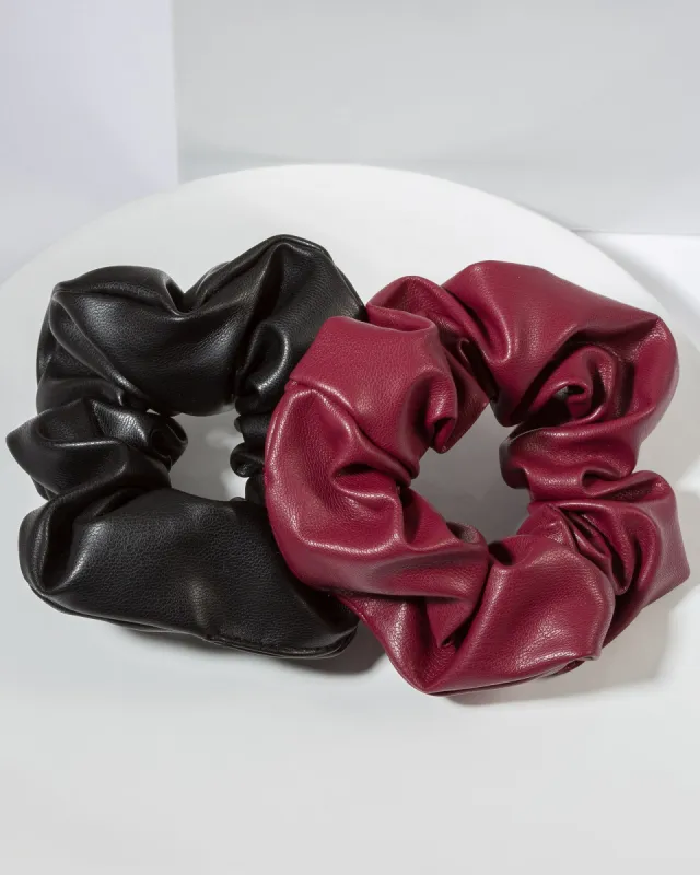 Multi Colour 2 Pack Leather Look Scrunchie sold by Collete Hayman