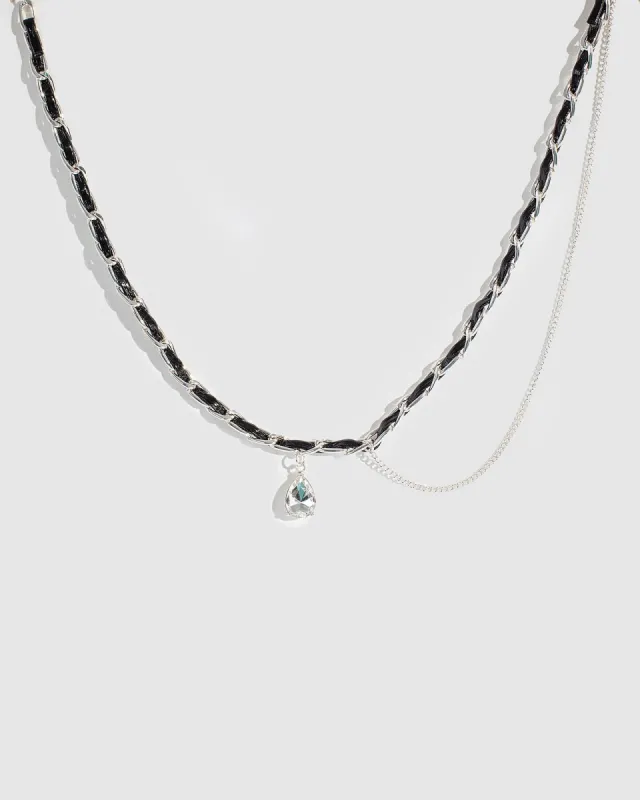 Black Woven Chain Crystal Necklace sold by Collete Hayman