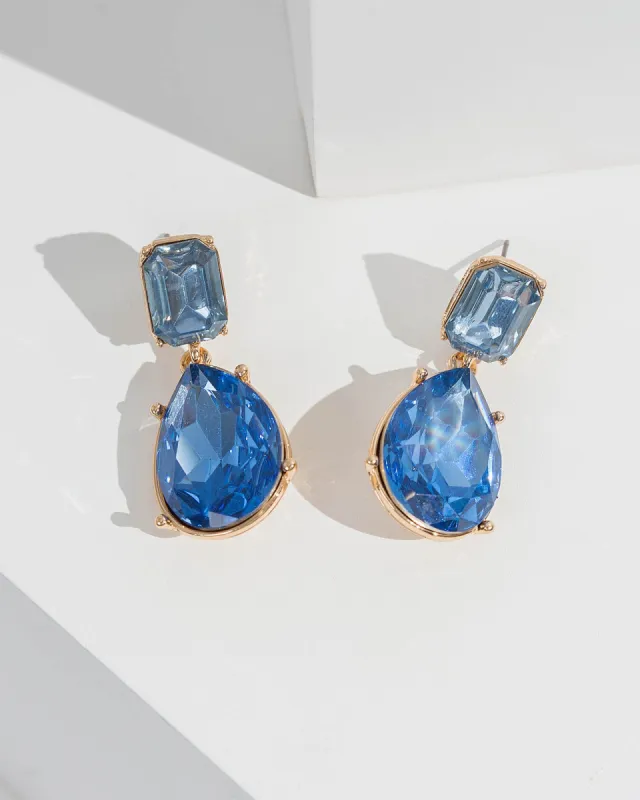 Blue Crystal Cluster Drop Earrings sold by Collete Hayman