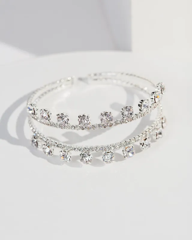 Silver Crystal Edged Cuff Bracelet sold by Collete Hayman