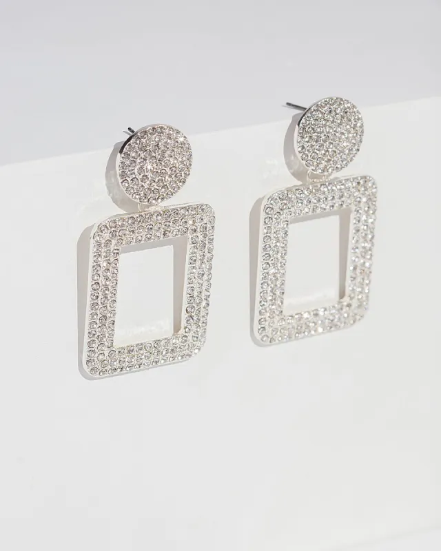 Crystal Pave Rectangle Door Knocker Earrings made by Collete Hayman