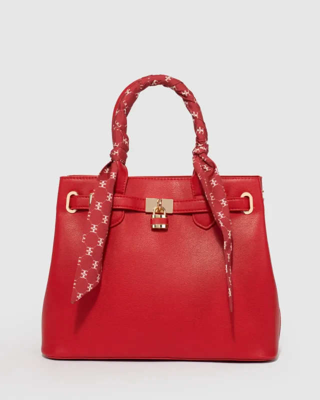 Red Mary-Beth Lock Tote Bag sold by Collete Hayman