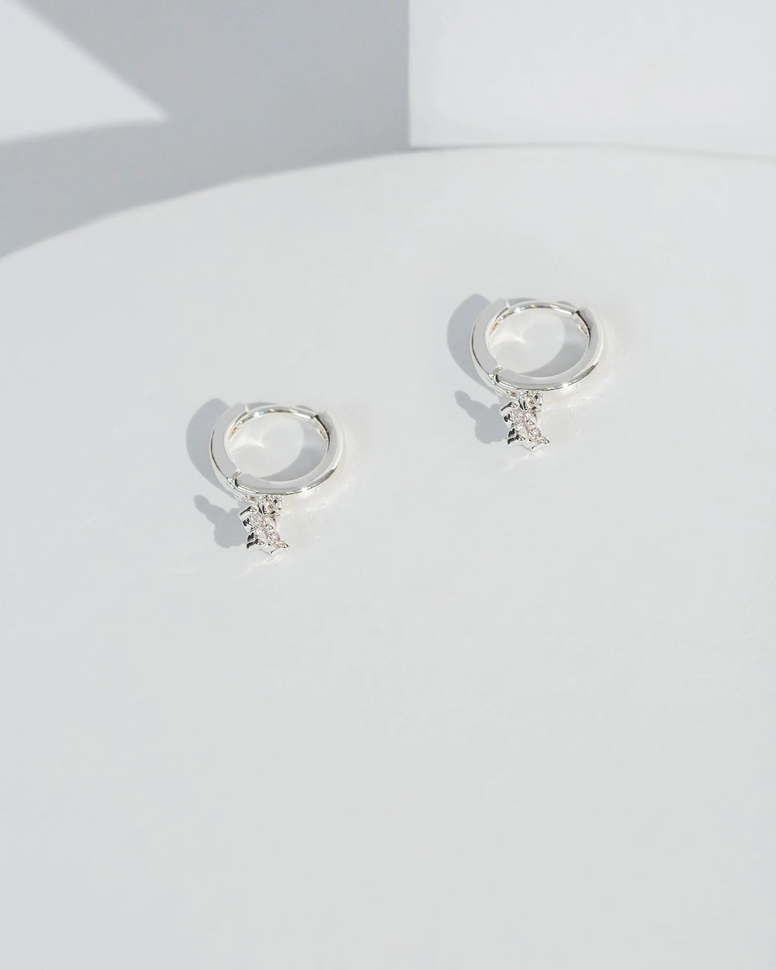 Crystal Flower Cubic Zirconia Hoop Earrings sold by Collete Hayman