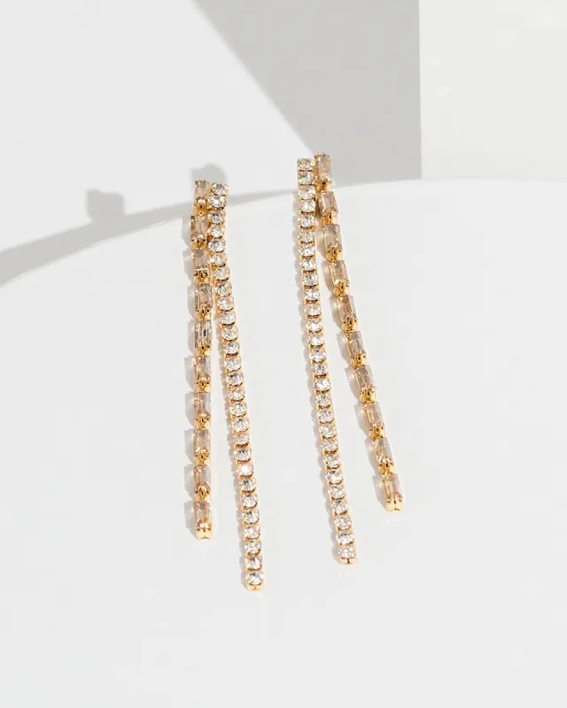 Brown Double Row Chain Earrings sold by Collete Hayman