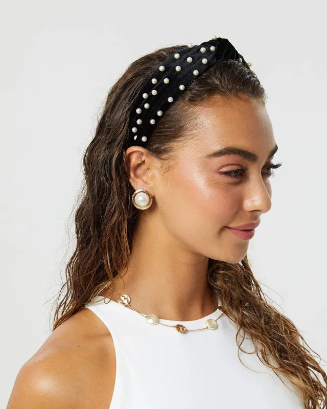 Black Pearl Detail Knotted Headband sold by Collete Hayman