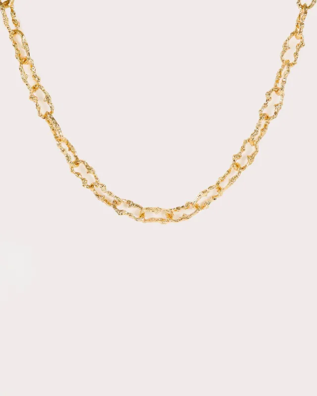 Gold Textured Rectangle Chain Necklace sold by Collete Hayman