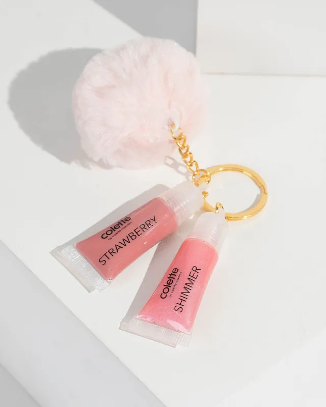 2 Lip Gloss Pink Pom Pom Keyring sold by Collete Hayman