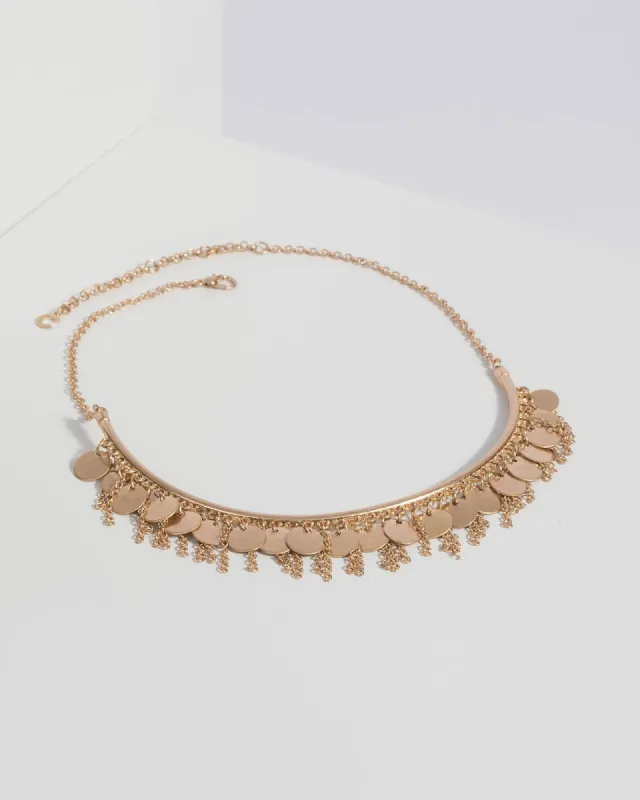 Gold Circle Tassel Necklace sold by Collete Hayman