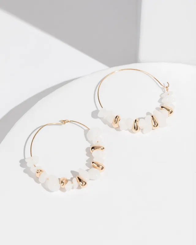 White Stones Big Hoop Earrings sold by Collete Hayman