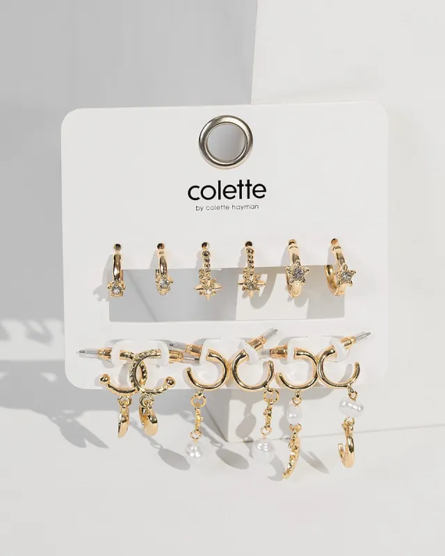 Gold Heart Moon Earring Pack sold by Collete Hayman
