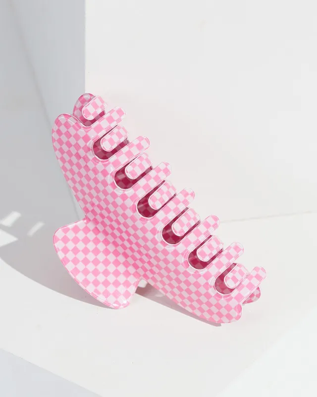 Multi Colour Check Earringsed Print Claw Clip sold by Collete Hayman