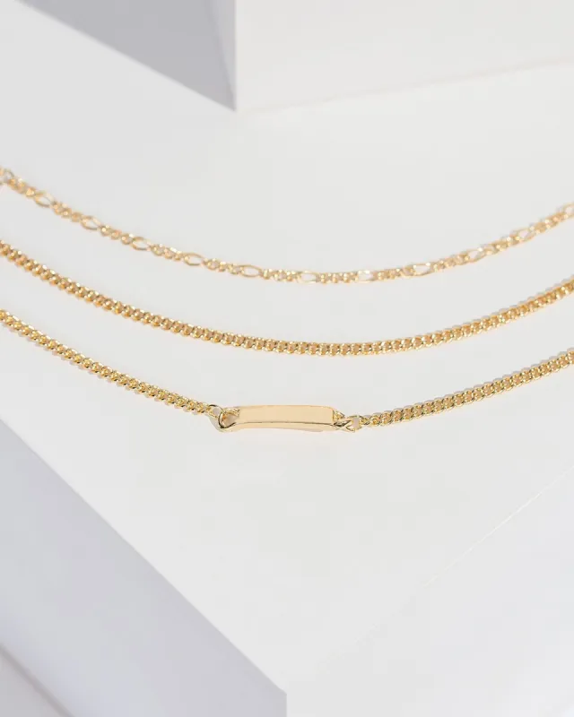 Gold 3 Pack Metal Tag Bracelet sold by Collete Hayman