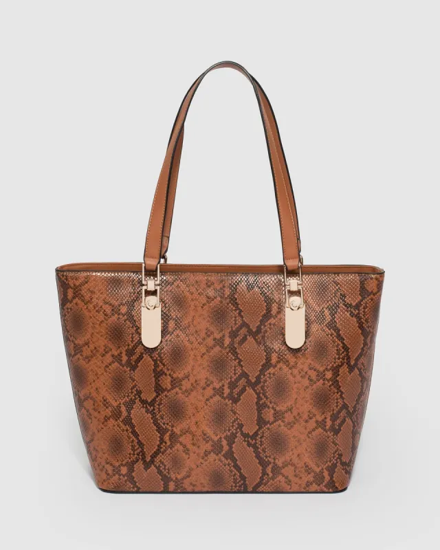 Aida Chain Tan Tote Bag made by Collete Hayman