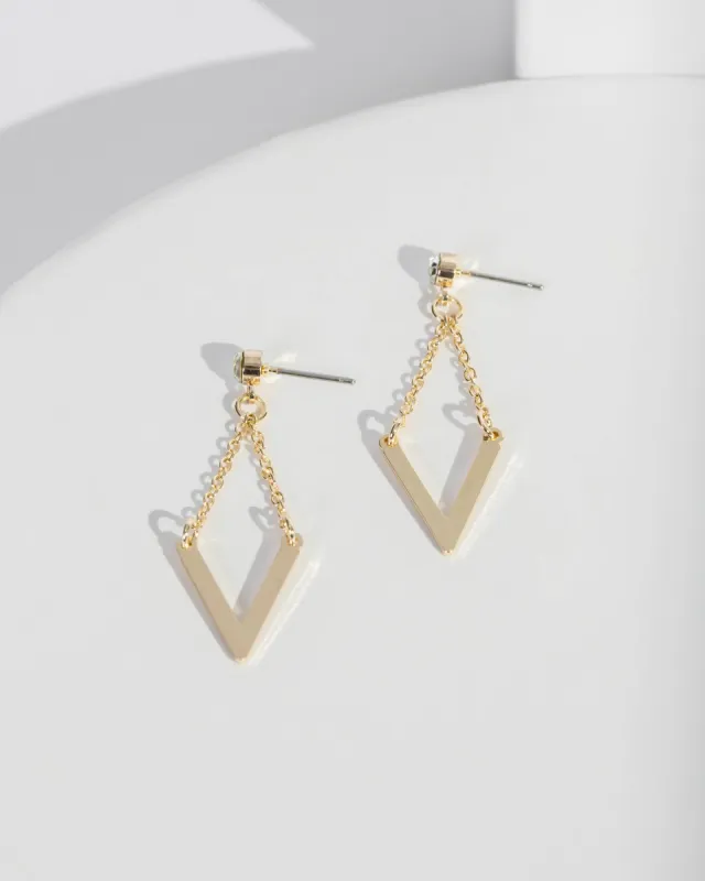 Gold Metal V Style Drop Earrings sold by Collete Hayman