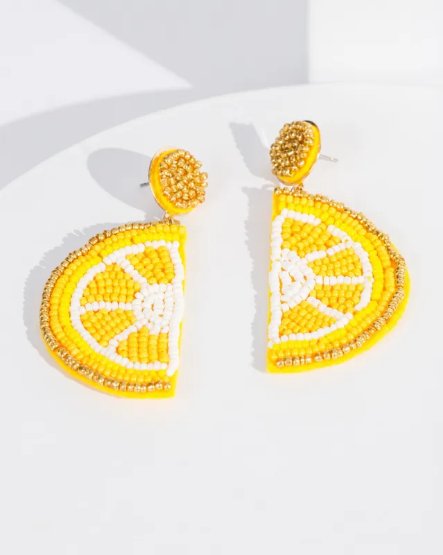 Yellow Lemon Drops Statement Earrings sold by Collete Hayman