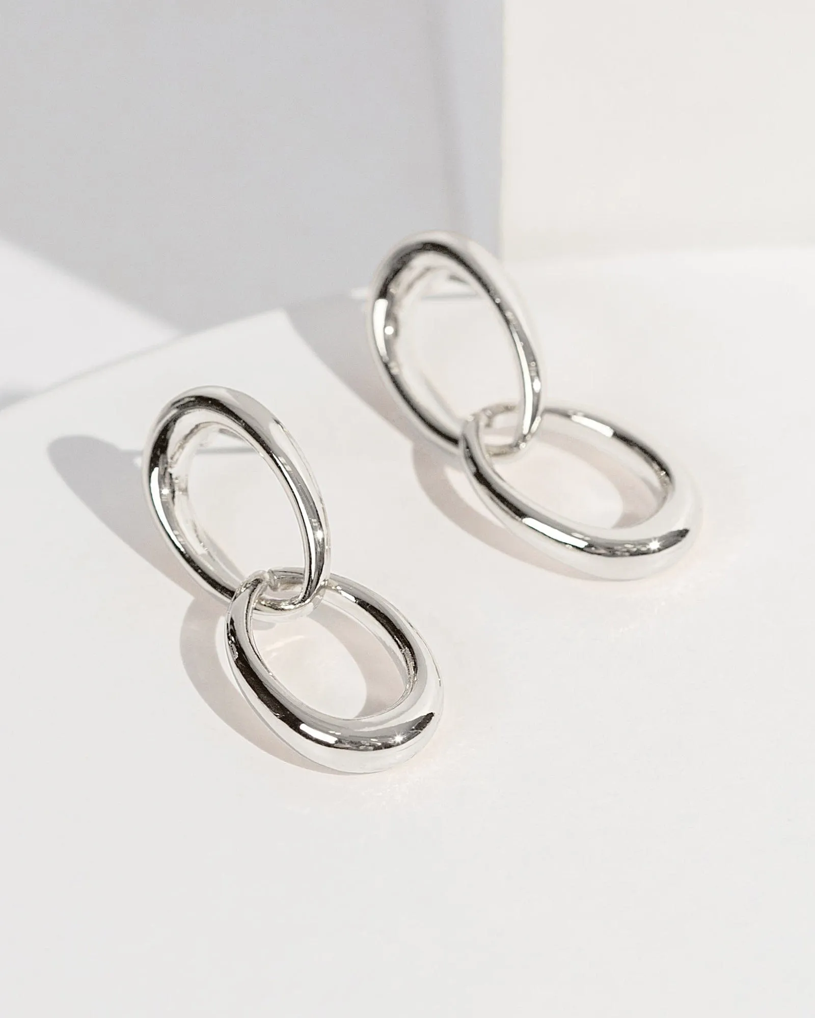 Silver Oval Chain Drop Earrings sold by Collete Hayman