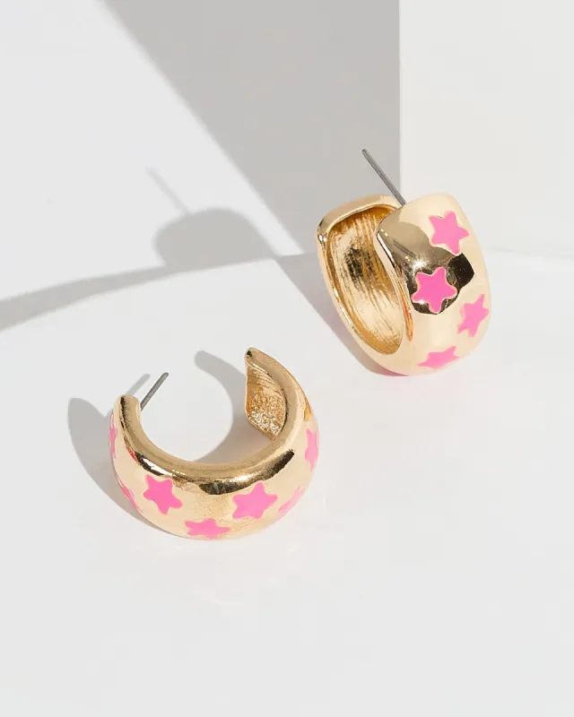 Pink Star Hoop Earrings sold by Collete Hayman