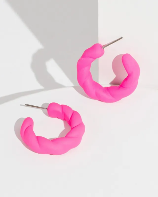 Pink Matte Twist Hoop Earrings sold by Collete Hayman
